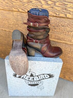 Freebird by Steven Leather Harness Buckle Boots | Size 9 | Box + Dust Bag